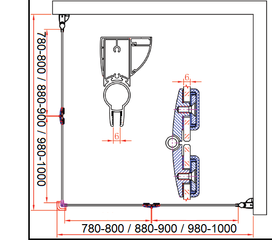 Душевой уголок CEZARES ELENA-W-ASH-2-80/90-P-Cr-R - Вид №5