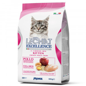 ПР0059844*3 Корм для котят EXCELLENCE Kitten курица, рис, яйца, яблоки сух. 400г (упаковка - 3 шт) LECHAT