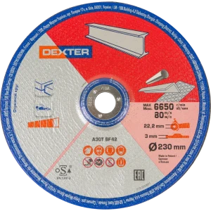 Диск отрезной по стали и нержавеющей стали тип 42 Dexter 230x22.2x3 мм 82007346 STLM-2206518
