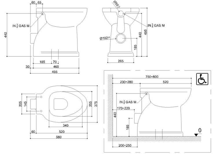 Напольный фарфор биде туалет Ponte Giulio 130 ARCH-00010383 - Вид №1