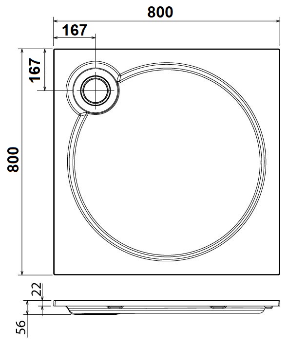 Поддон для душа CEZARES TRAY-S-A-80-56-W из искусственного мрамора  - Вид №1