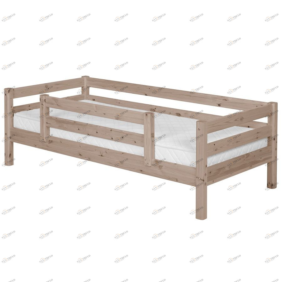 Кровать Flexa Classic с предохранительной планкой по центру, коричневая, 200 см 90101341101