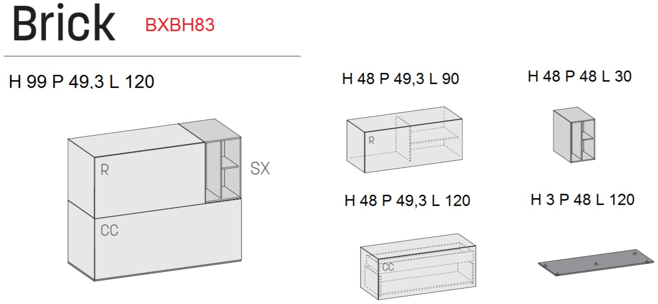Caccaro Модульный буфет из лакированного дерева с ящиками Brick sun-id-1417543 - Вид №2