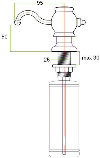 Встраиваемый дозатор ZorG Inox ZR-24 WHITE для жидкого мыла, белый - Вид №1