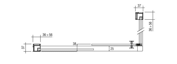 Стеклянная угловая душевая кабина с раздвижной дверью DISENIA ARCH-00006338