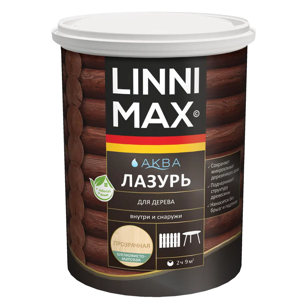 Лазурь для дерева LINNIMAX полуматовая прозрачная 0.9 л - защита от грибка и плесени 89349656 STLM-0859042 - Вид №1