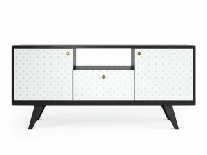 Тумба под телевизор с ящиком черный дуб с белым принтом Thimon THE IDEA  210232 Белый;черный
