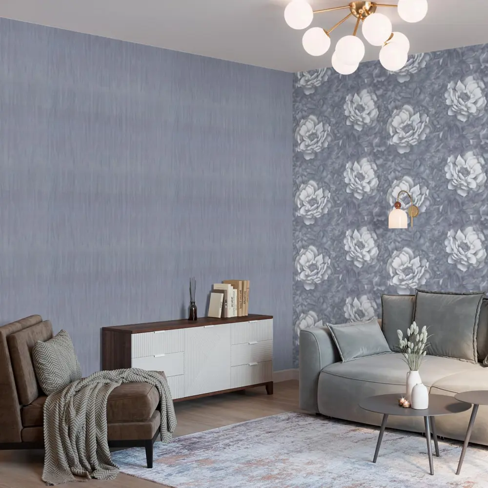 Флизелиновые обои Palitra Life Valencia в элегантном темно-сером оттенке 89373846 STLM-1346702 - Вид №3