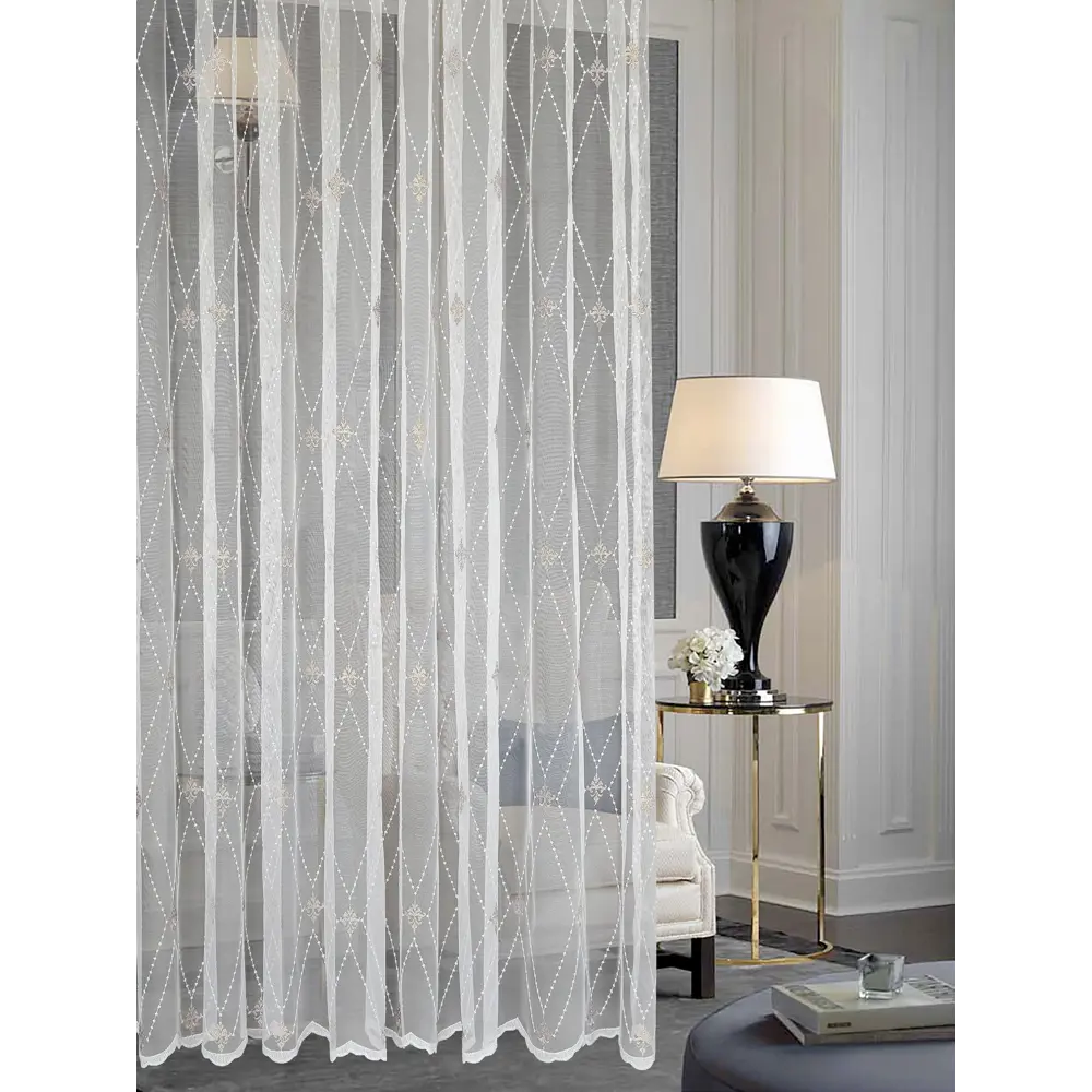 Тюль Santreyd 15482 V5 - воздушная бежевая сетка для элегантных штор 89390566 STLM-1524340 - Вид №1