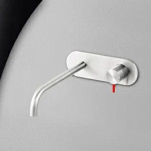 Смеситель для раковины сталь глянцевая с красной ручкой Toki Radomonte TKI22LCIL25