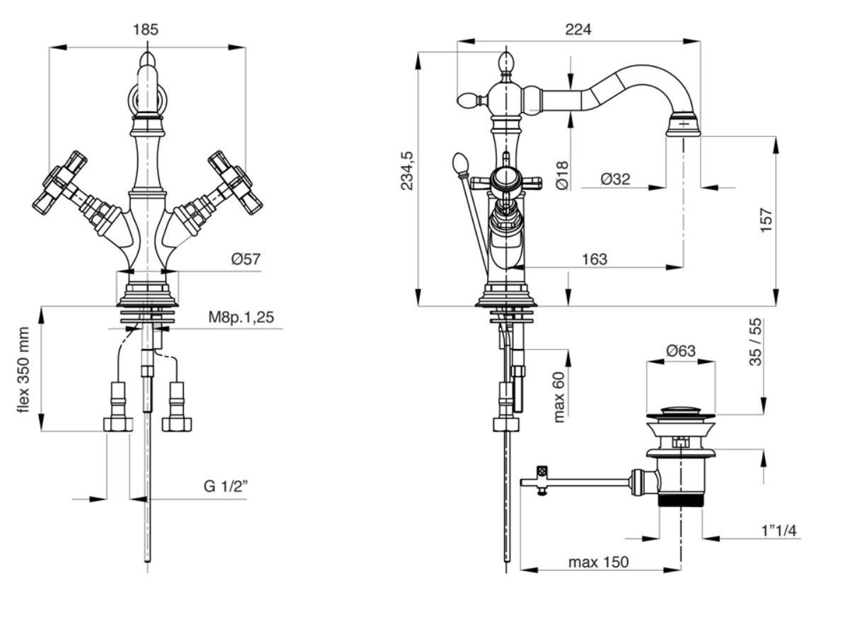 Смеситель для раковины с одним отверстием Gentry Home Ascot ARCH-00040704 - Вид №1