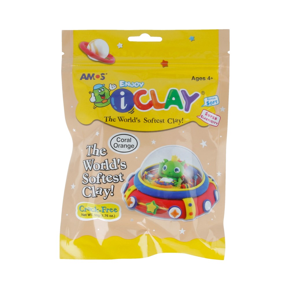 22040 Масса для лепки iClay в пакетиках 50 г коралловая AMOS 
