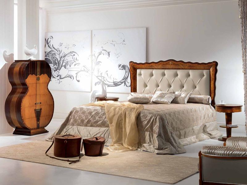 Carpanelli Двуспальная кровать из кожи с обитым изголовьем Pois sun-id-1417851 - Вид №1