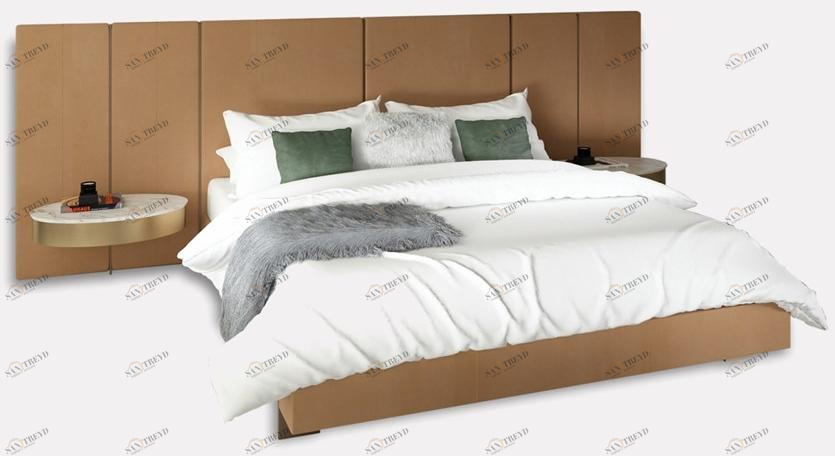 MORADA Двуспальная кровать из нубука со встроенными прикроватными тумбочками Divo Divo imperial bed