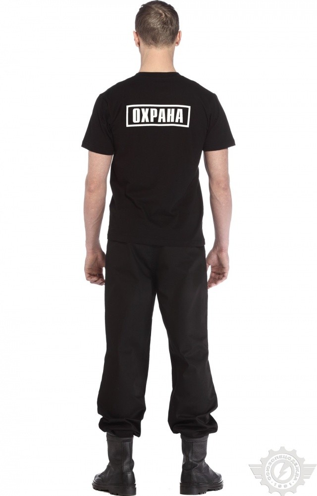 4958011 Футболка "Люкс" с надписью "Охрана" черная  Одежда для охранных структур  размер XL (52) Спецодежда  - Вид №3