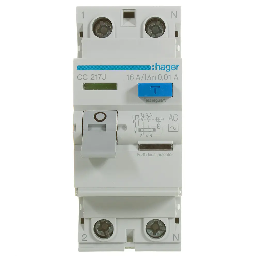 УЗО Hager CC217J 1P N 16 A 10 мА 6 кА AC STLM-2011852 - Вид №1