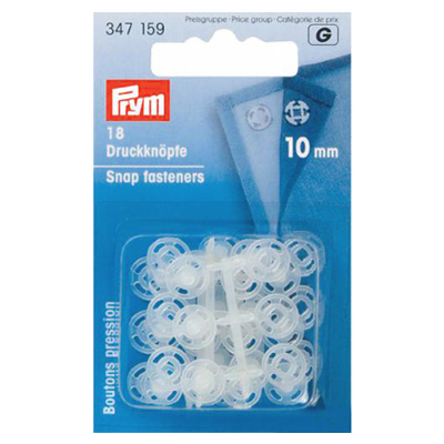 347159 Кнопка пришивная пластик d 10 мм 18 шт. прозрачные PRYM 
