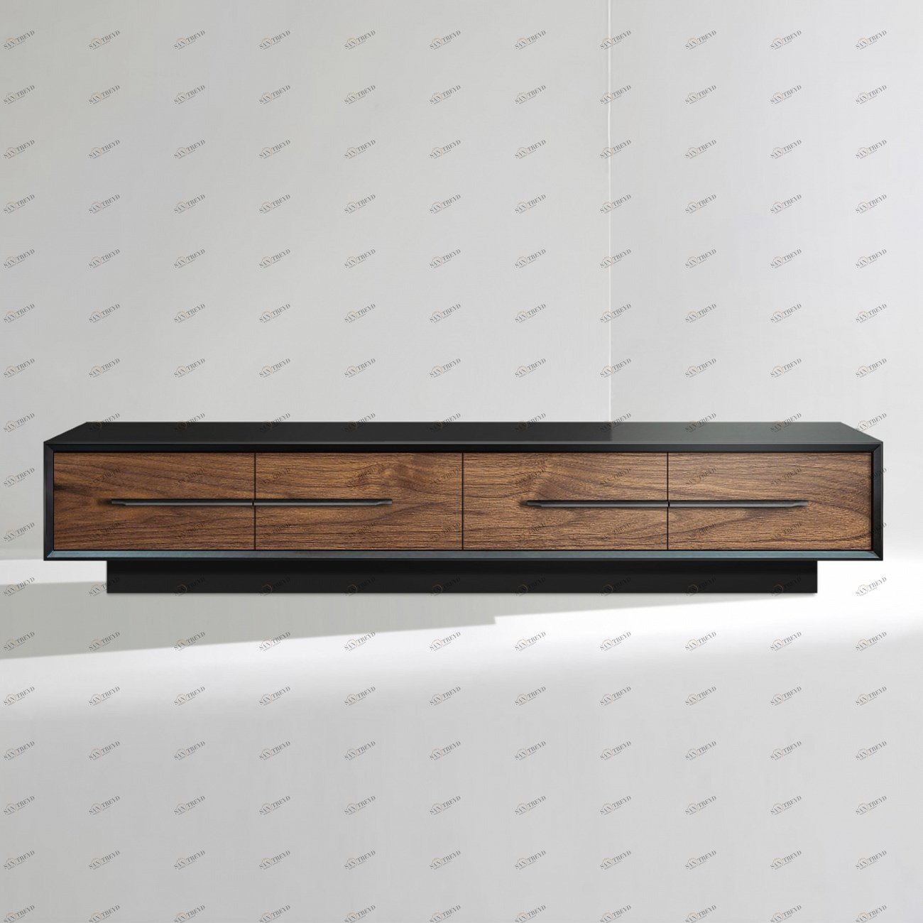 Тумба под телевизор с 4 ящиками американский орех Garon ACWD GARON 00-3981951 Коричневый;черный 