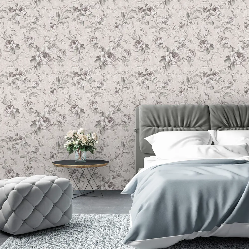 Обои «Цветы» ED1016-3, бумажные дуплекс, цвет бежевый, 0.53х10.05 м EURO DECOR Юнона STLM-2179250 - Вид №1