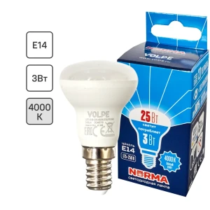 Лампа светодиодная Volpe Norma E14 220 В 3 Вт зеркальная 240 лм белый свет