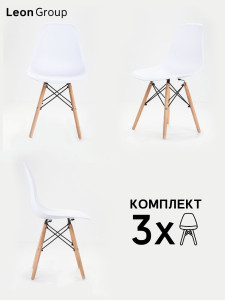 90567280 Стул 83х41х46 см полипропилен цвет белый 3 шт EAMES DSW STLM-0286363 LEON GROUP