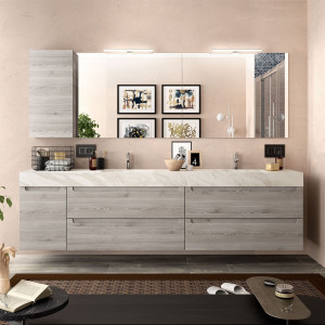 83362 SALGAR Столешница COMPAKT 51 от 1400 до 1600 мм с 2 встроенными мойками БЕЛЫЙ МРАМОР