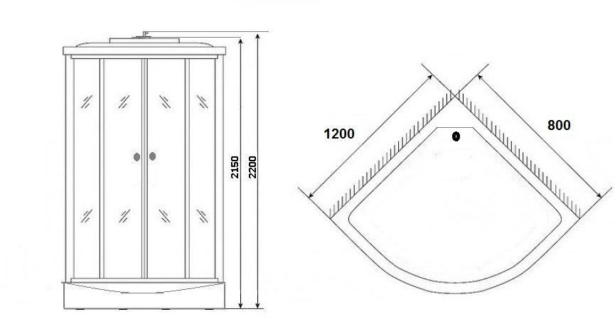 Душевая кабина NG-1903-01R (1200х800х2200) низкий поддон(16см) стекло ТОНИРОВАННОЕ Niagara Ultra 19030134R - Вид №1