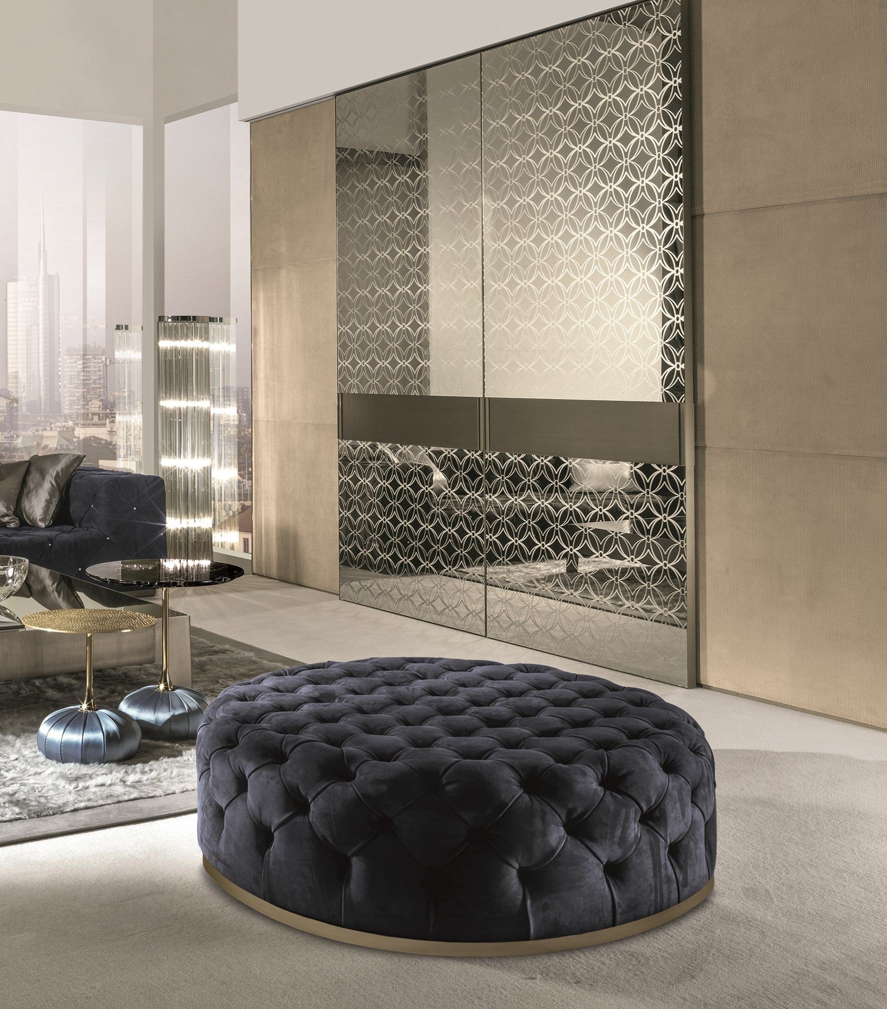 Круглый кожаный пуф Longhi Loveluxe ARCH-00076498 - Вид №2