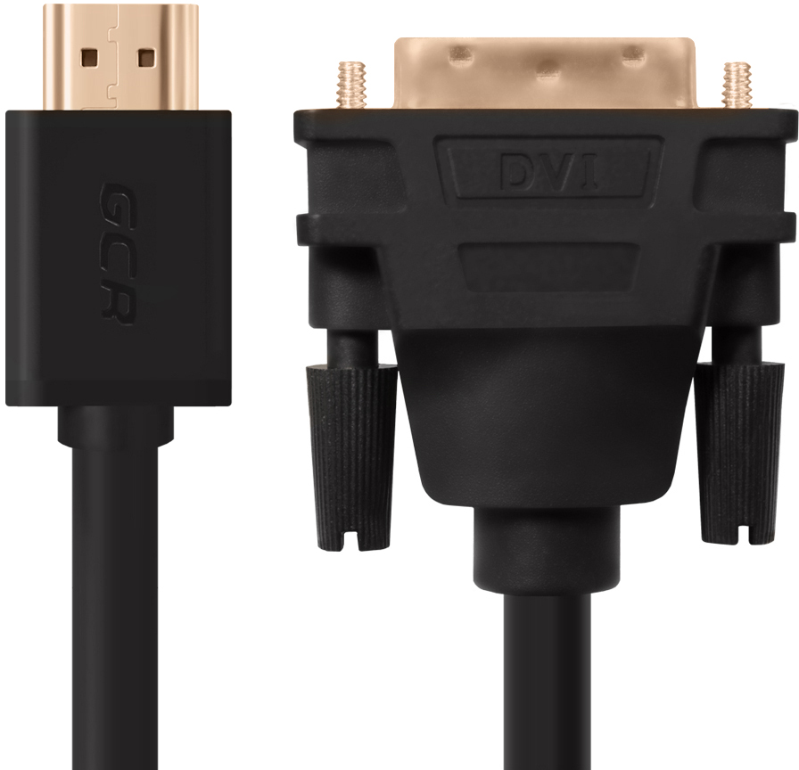 GCR-HD2DVI1-10.0m кабель hdmi-dvi 10.0m черный, od7.3mm, 28/28 awg, позолоченные контакты, 19pin am / 24+1m am double link, , тройной экран Greenconnect Santreyd  - Вид №2