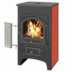 Печь-камин Везувий ПК-01 (205) с плитой и Т/О (красный)