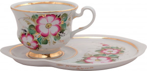 10617060 Гжельский фарфоровый завод Чайная пара "Верона" (выс.худ.роспись)