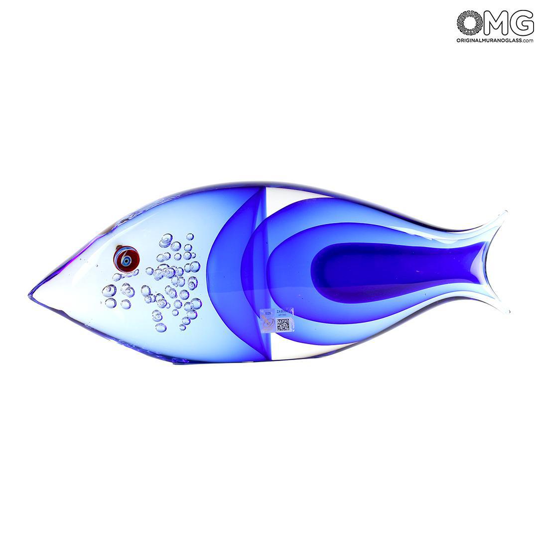 4352 ORIGINALMURANOGLASS Скульптура Абстрактная Синяя Рыба - муранское стекло OMG 43 см  - Вид №1