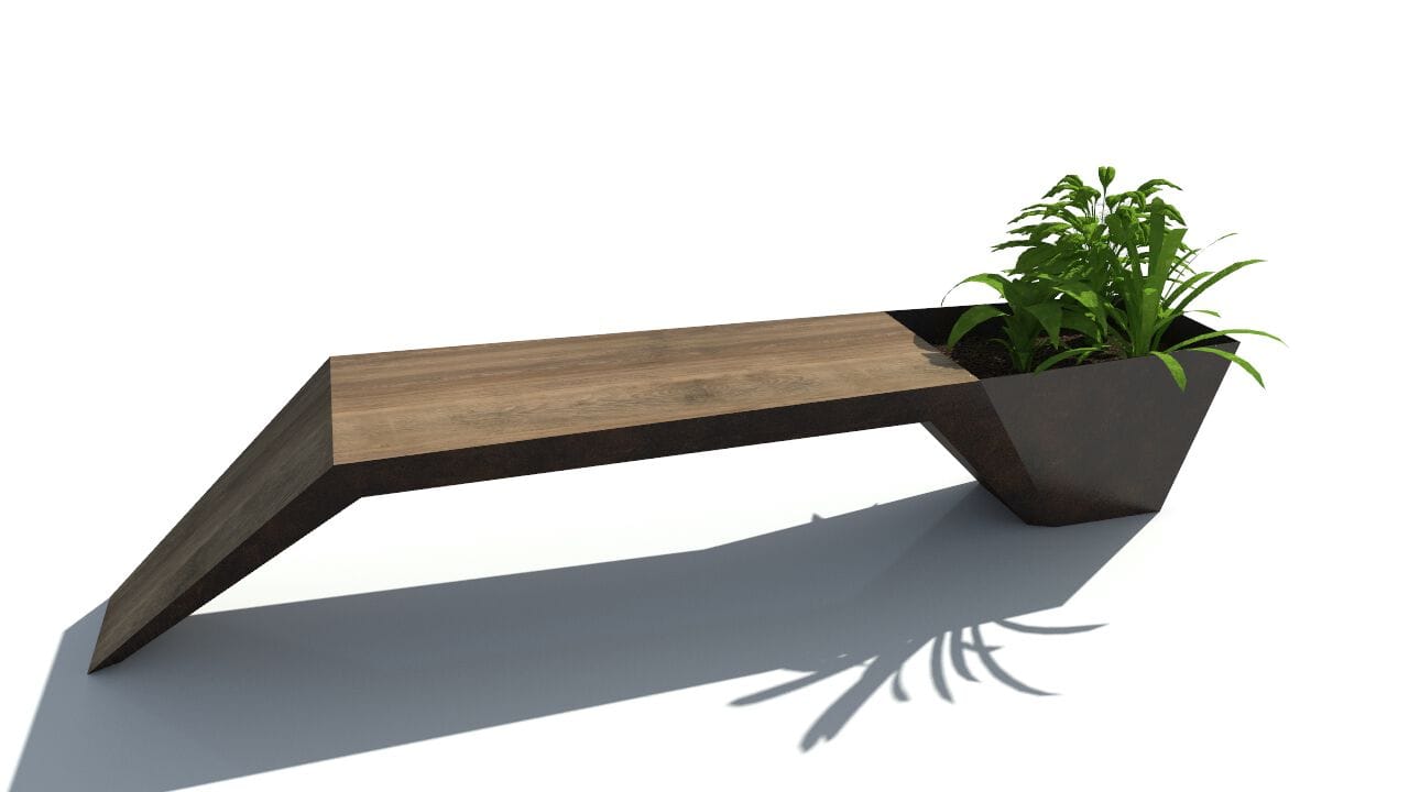 Скамейка из дерева и листового металла со встроенной плантатором без спинки CITYSì URBAN ARCH-00044158 - Вид №2