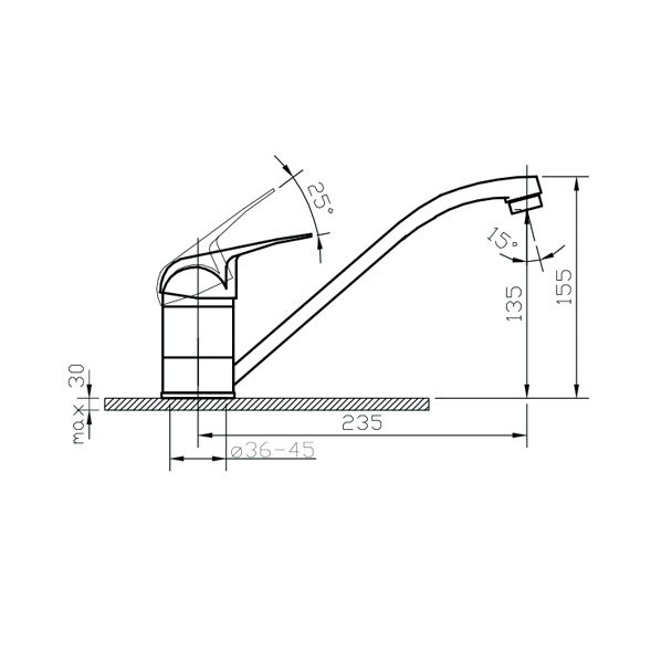 40-01/G Echo grey  Смеситель для кухни  ARGO kran 4001gechogrey - Вид №1