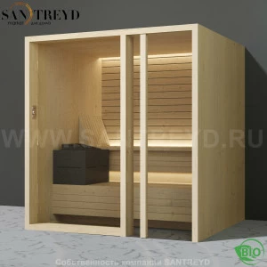 Effegibi YOKU.G80 BI.70300009 Био-сауна с правой дверью. Мощность: 9 кВт макс. Размеры: длина 202 см, ширина 180 см. Отделка: осина термообработанная