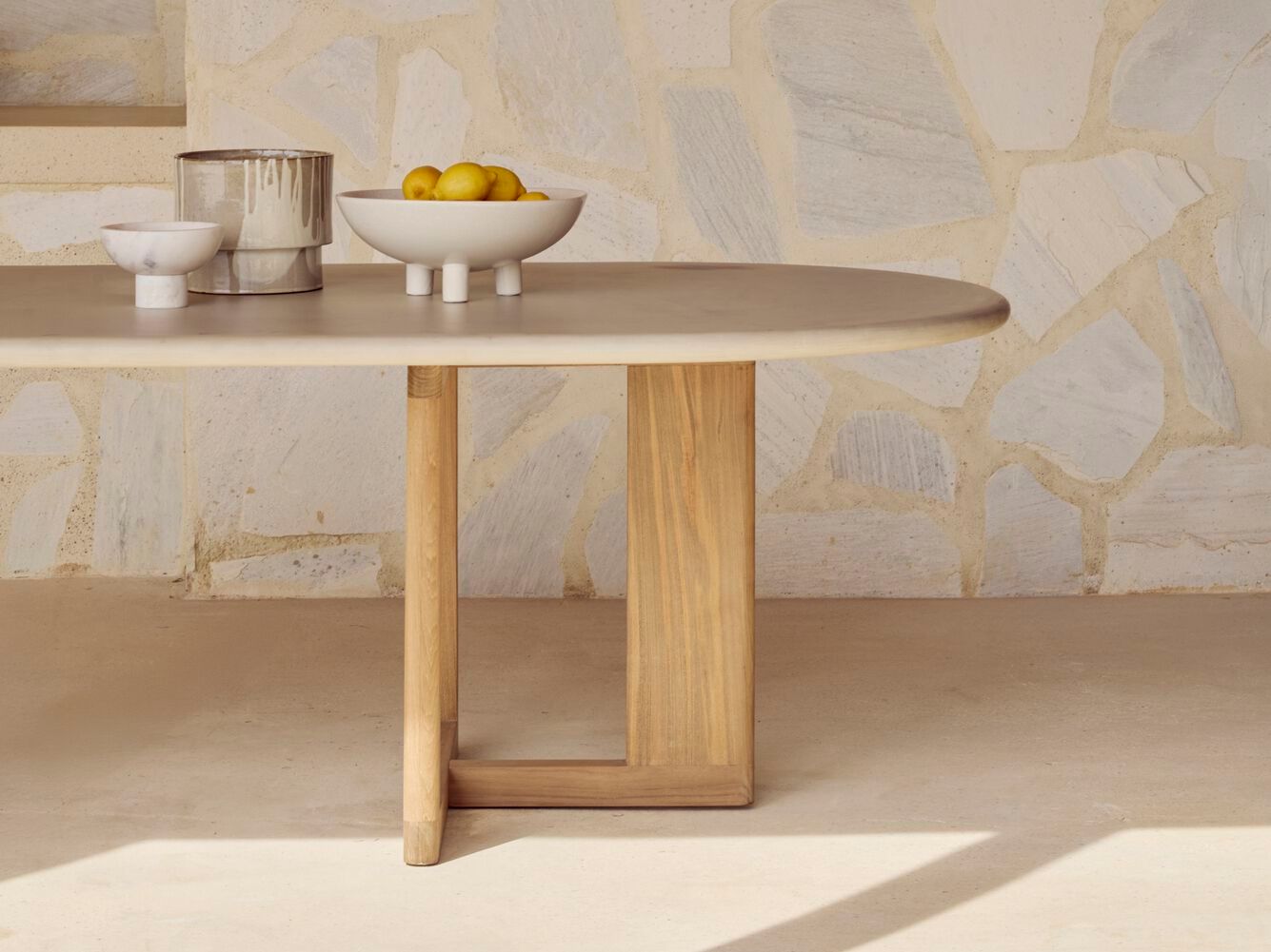 Садовый стол из бетона и тика Ethnicraft TRESTLE ARCH-00009994 - Вид №3