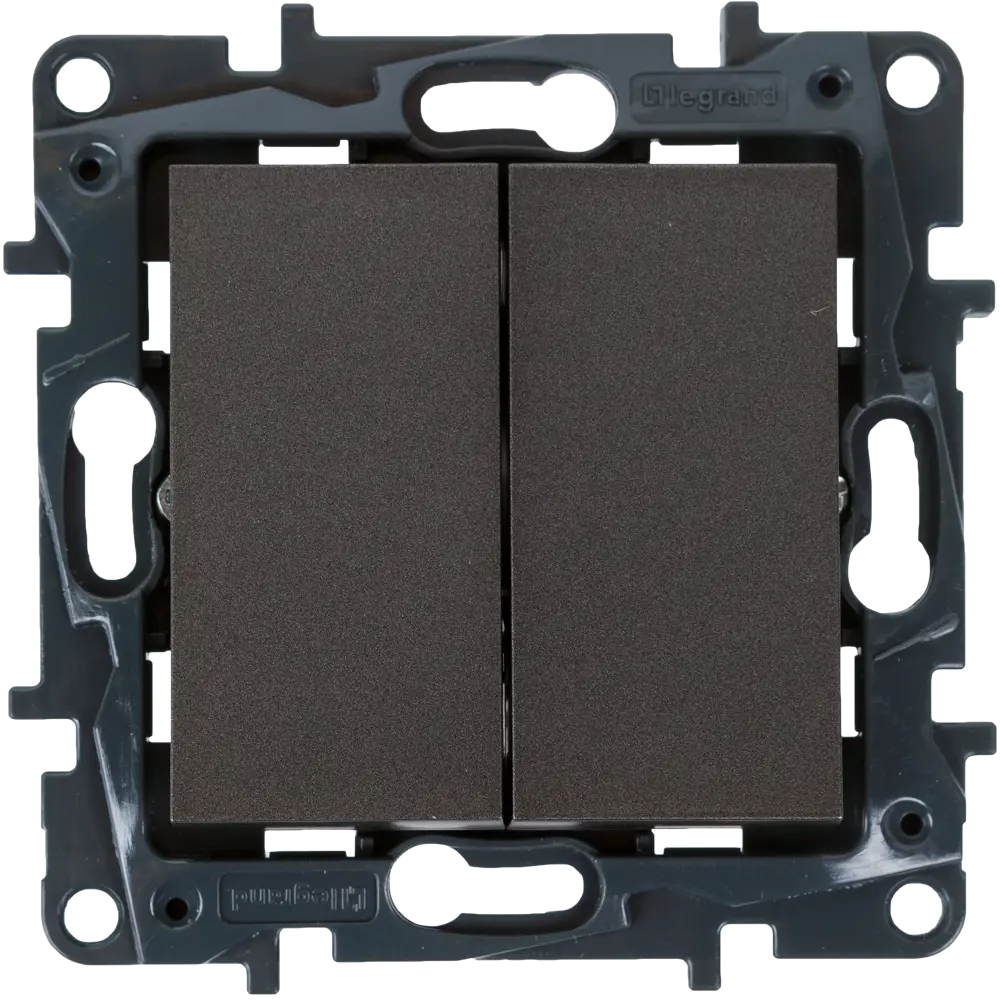 Выключатель встраиваемый 2 клавиши Legrand Structura 10А 250В безвинтовые зажимы магнезиум STLM-2131844