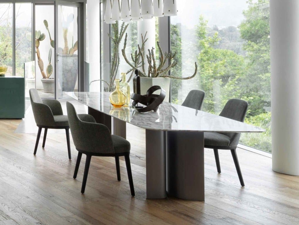 Прямоугольный стол из реконструированного мрамора и металлического основания Lema GULLWING ARCH-00129261 - Вид №3