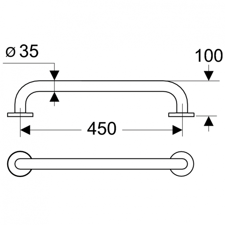 S6452MY Поручень опорный прямой 45 см Ideal Standard CONTOUR - Вид №2