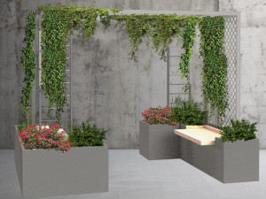 Стальная и деревянная высокая плантатор общественного пространства со скамейкой