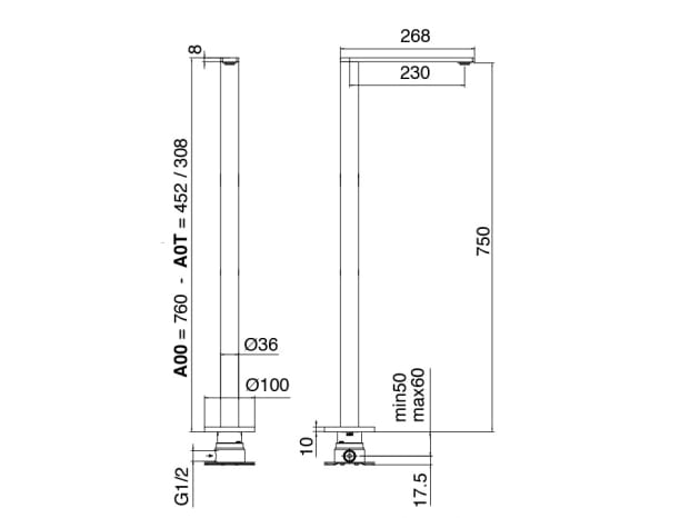 Набор для ванны с 4 отверстиями из нержавеющей стали с ручным душем Zazzeri Q316 ARCH-00055032 - Вид №5