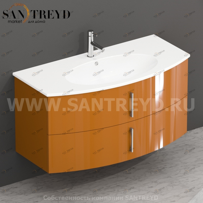 MDMC10Y152 Тумба с двумя ящиками 100 см оранжевая Globo 4ALL Италия Ceramica Globo