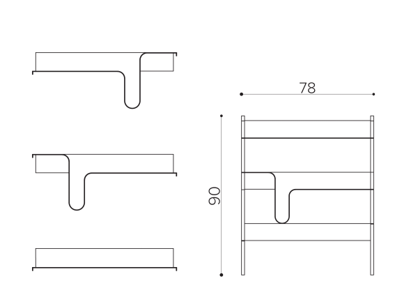 WA 7890 Bookshelf 78x90 cm True Design Wave - Вид №1