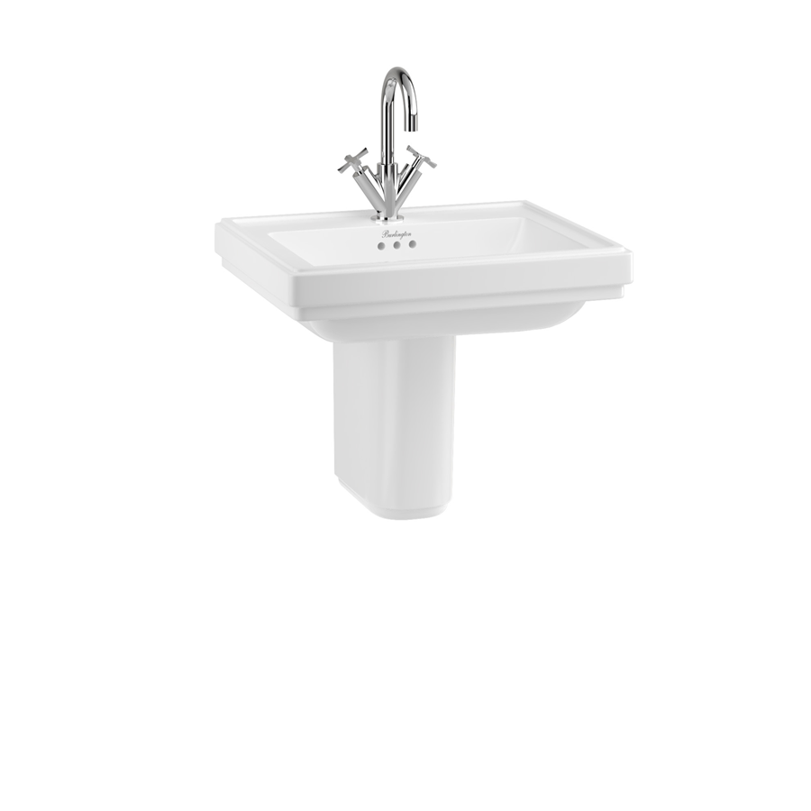 Burlington Riviera Квадратная чаша Riviera 580 мм с полупьедесталом Riviera с 2-мя отверстиями под смеситель RIV1 2TH - RIV7 