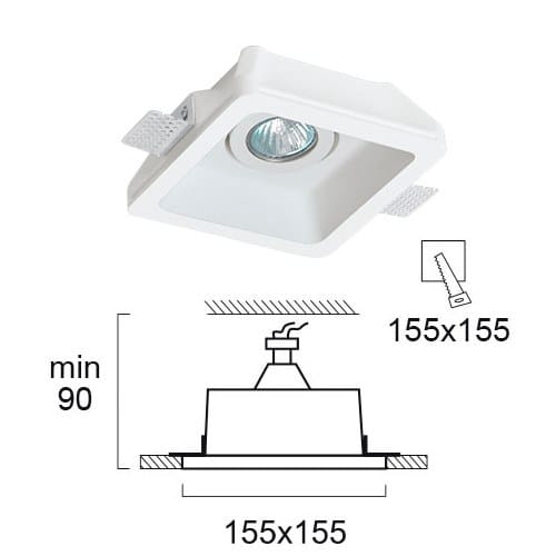 Квадратный утопленный гипсовый прожектор Terzo Light JACK 2 ARCH-00098739 - Вид №2