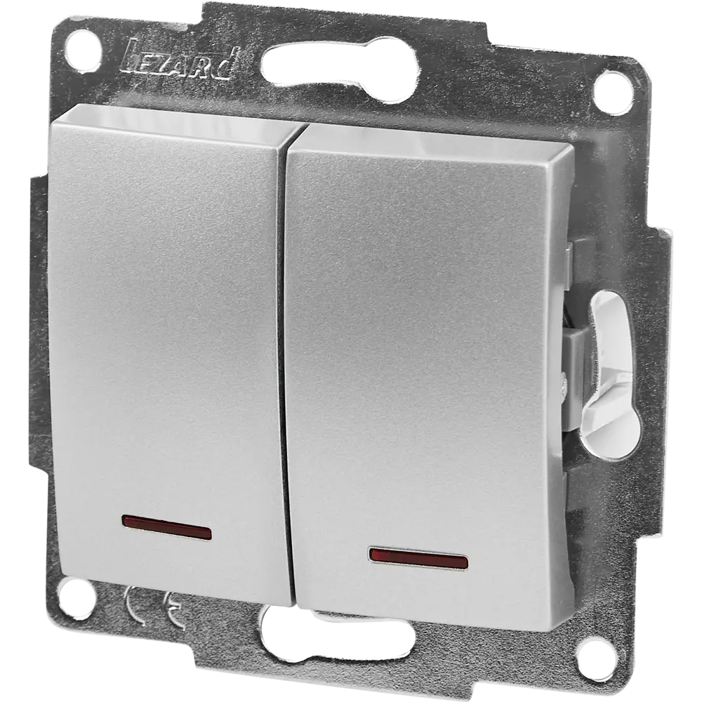 Выключатель Lezard Karina 2 клавиши с подсветкой цвет матовый серый STLM-2004719