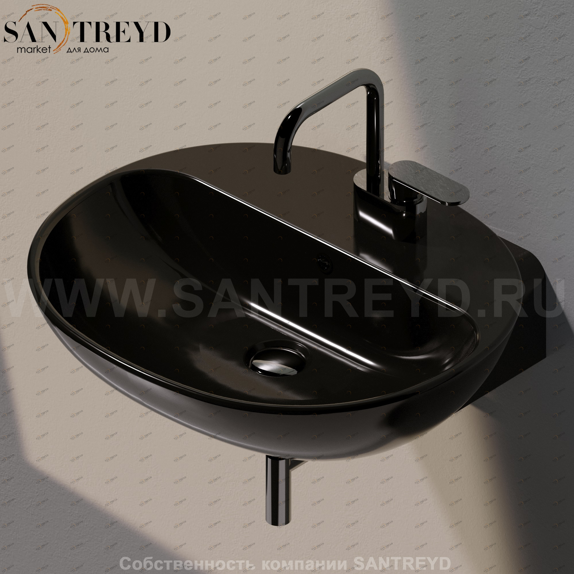 ND5083.9017 Подвесная раковина настенная овальная Ceramica Flaminia Nuda черная