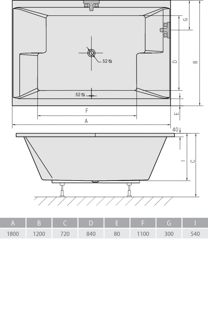 Акриловая ванна ALPEN Dupla 180 13611 - Вид №2