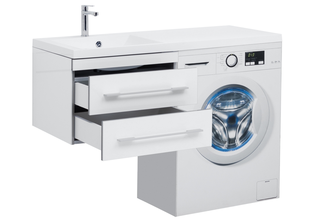 Тумба с раковиной Aquanet Верона 120 L белый (подвесная, 2 ящика) 0017666700239565 - Вид №1