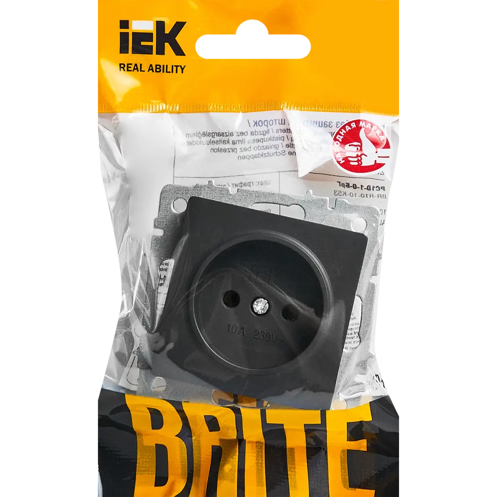 Розетка IEK Brite графит с заземлением для скрытого монтажа 87761582 STLM-1106579 - Вид №5